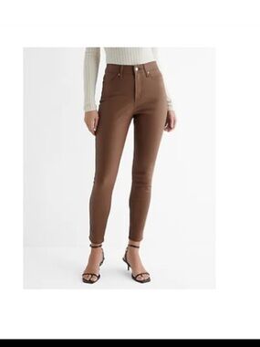 Express Womens  High Waisted Brown Coated Skinny Jeans 10R